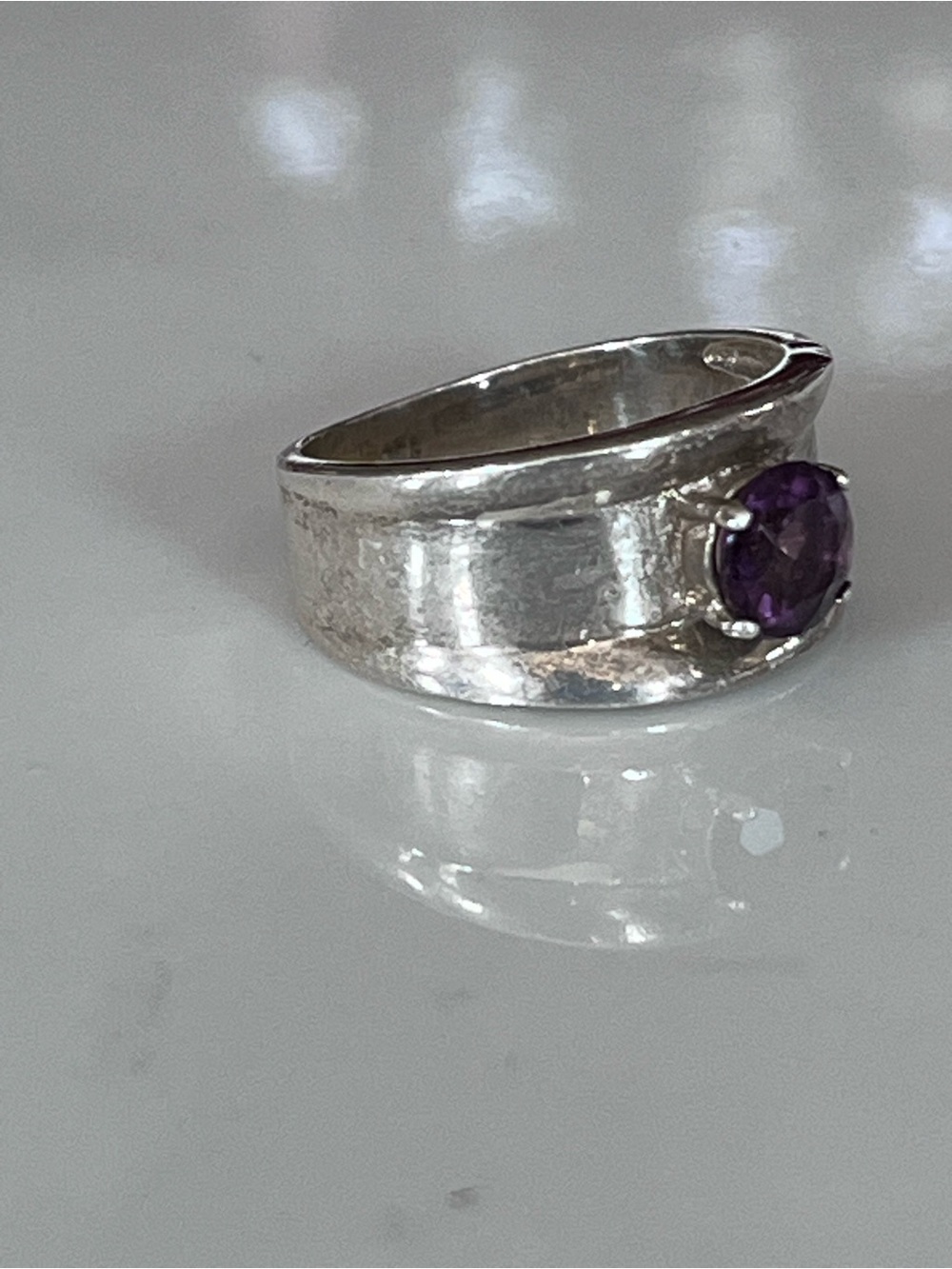 Handmade Sterling Silver 925 Ring with Amethyst Gemstone Size 7 - Picture 4 of 16